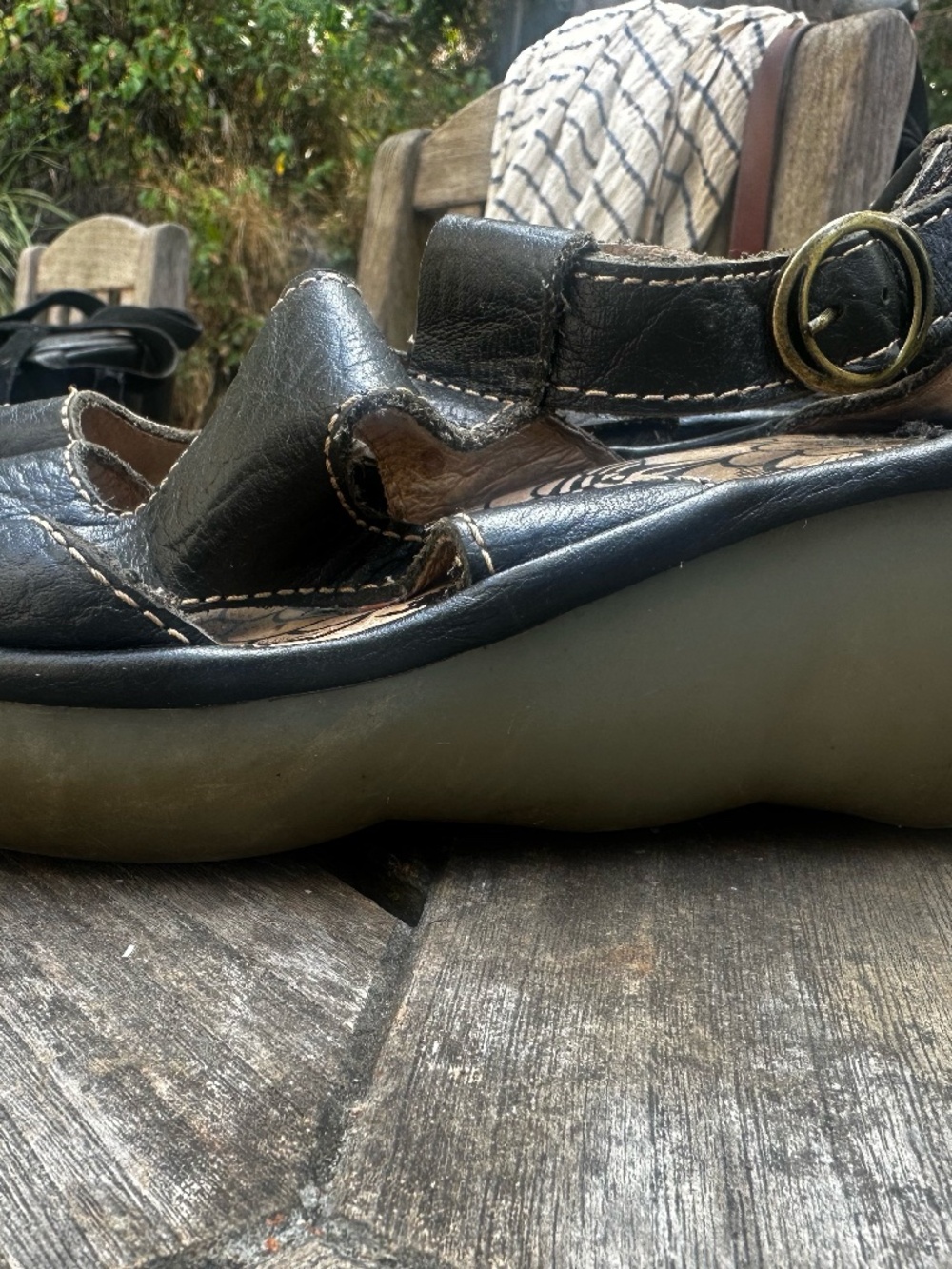 Black Fly London Platform Leather Sandals, Size 38